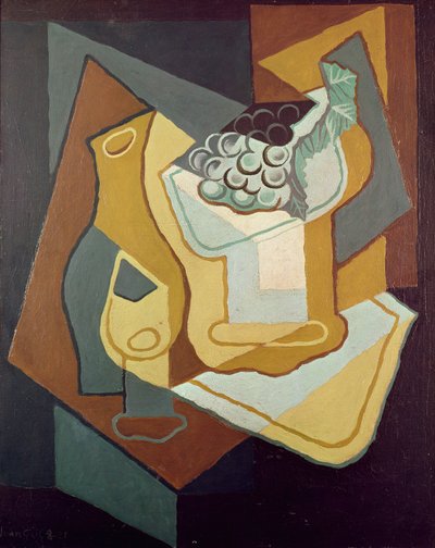 Bottle, Glass and Fruit Dish by Juan Gris